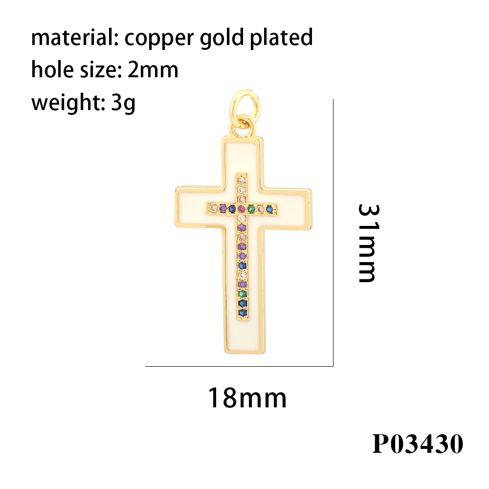 Simple Style Cross Astronaut Copper Enamel Inlay Zircon 18k Gold Plated Charms display picture 11