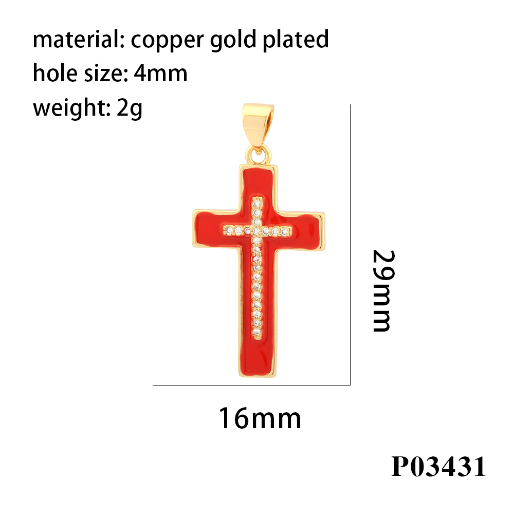 Simple Style Cross Astronaut Copper Enamel Inlay Zircon 18k Gold Plated Charms display picture 13