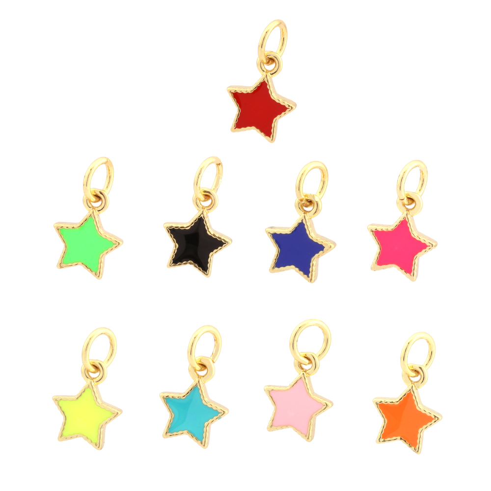 Simple Style Pentagram Copper Enamel 18k Gold Plated Charms display picture 2