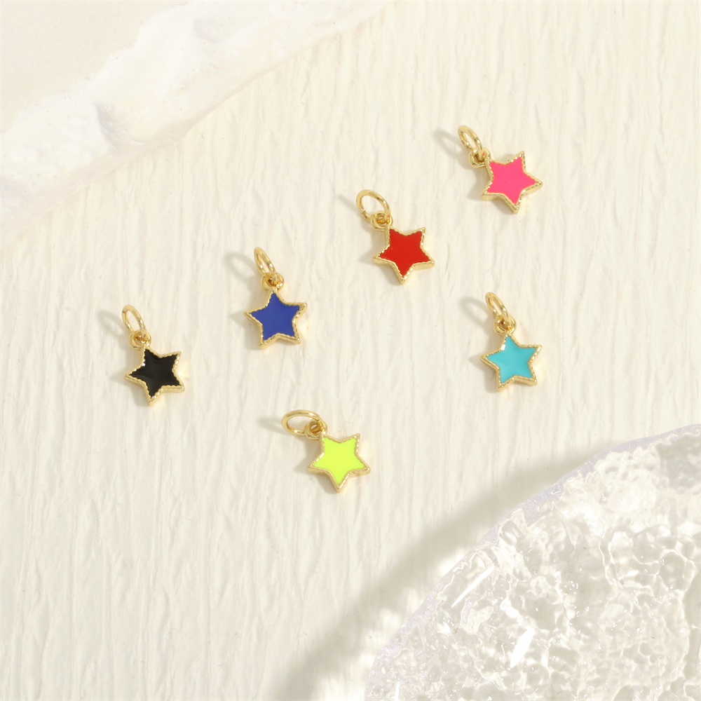Simple Style Pentagram Copper Enamel 18k Gold Plated Charms display picture 3