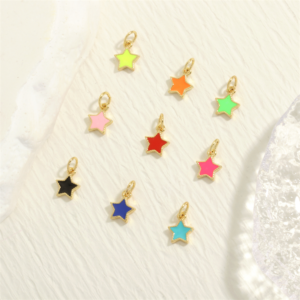 Simple Style Pentagram Copper Enamel 18k Gold Plated Charms display picture 4