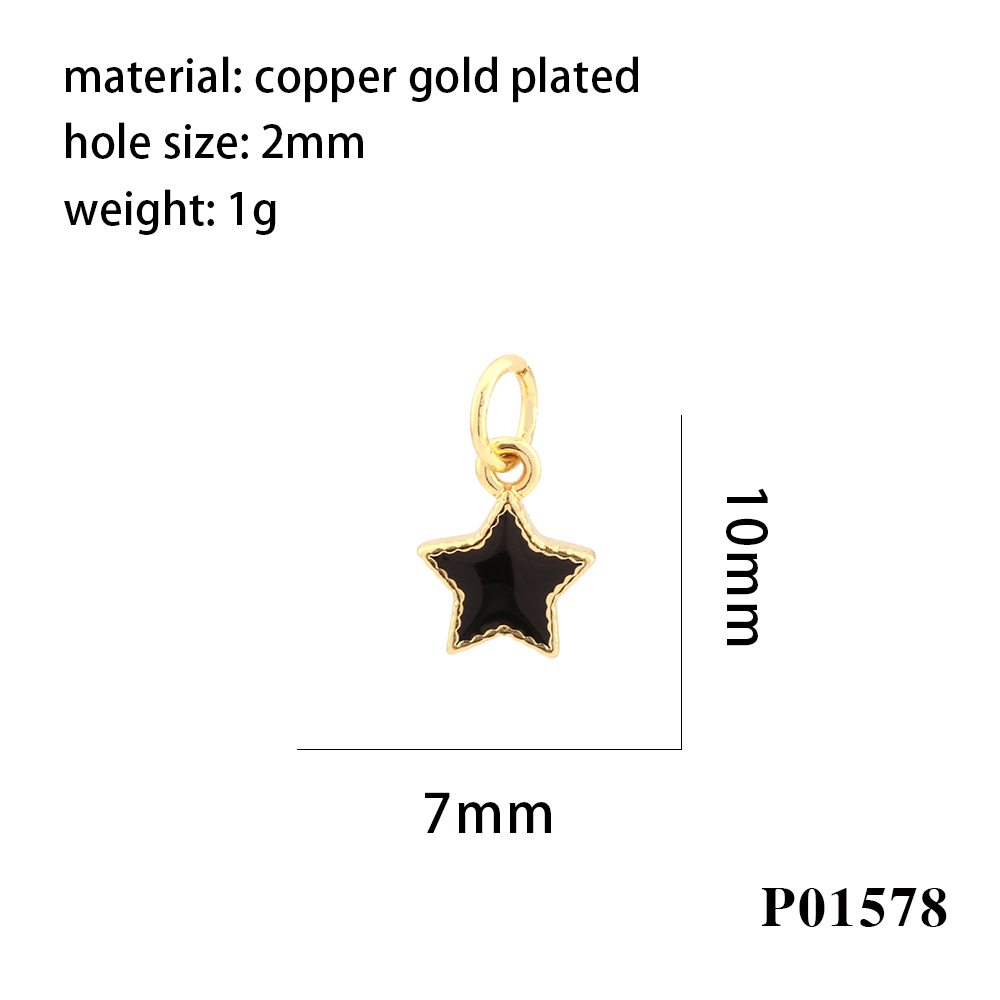 Simple Style Pentagram Copper Enamel 18k Gold Plated Charms display picture 7