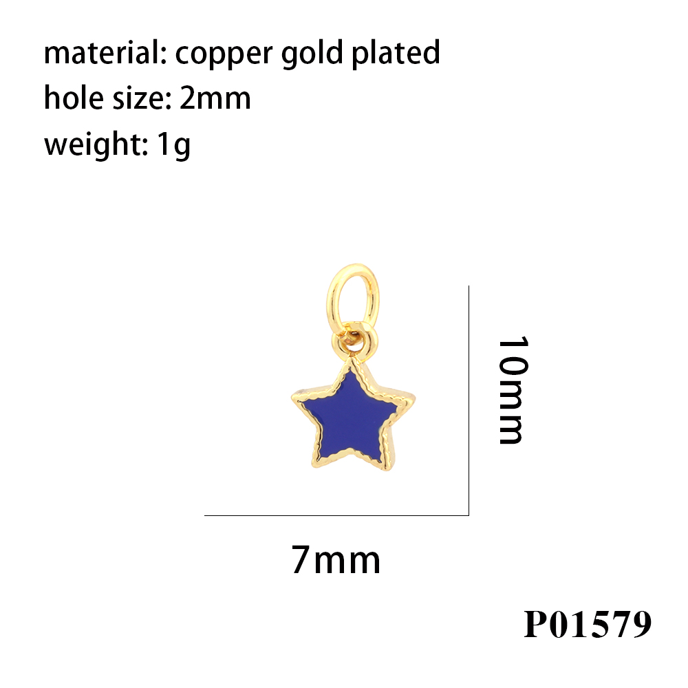 Simple Style Pentagram Copper Enamel 18k Gold Plated Charms display picture 8