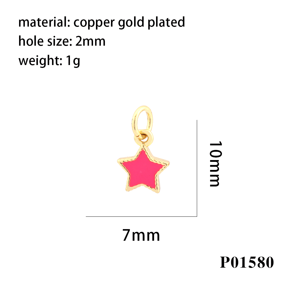 Simple Style Pentagram Copper Enamel 18k Gold Plated Charms display picture 9