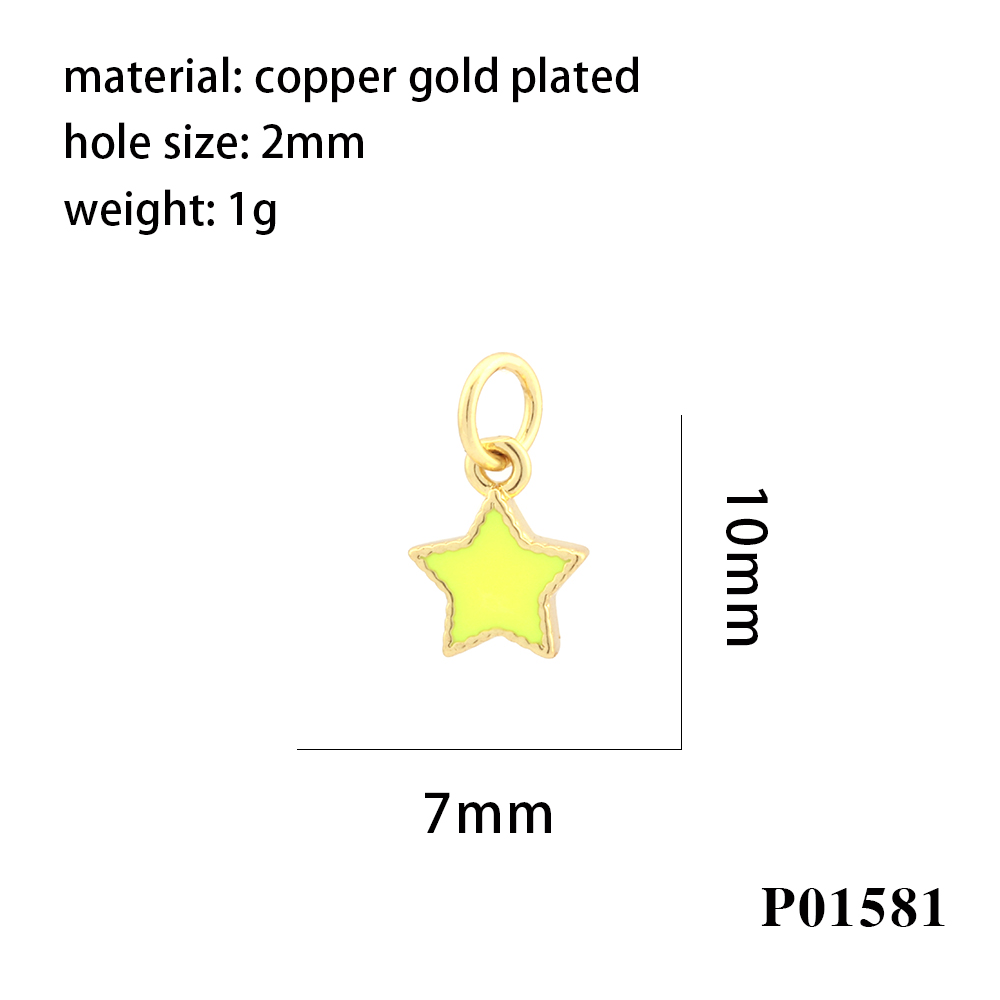 Simple Style Pentagram Copper Enamel 18k Gold Plated Charms display picture 10