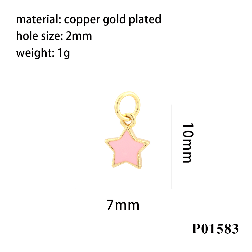 Simple Style Pentagram Copper Enamel 18k Gold Plated Charms display picture 11