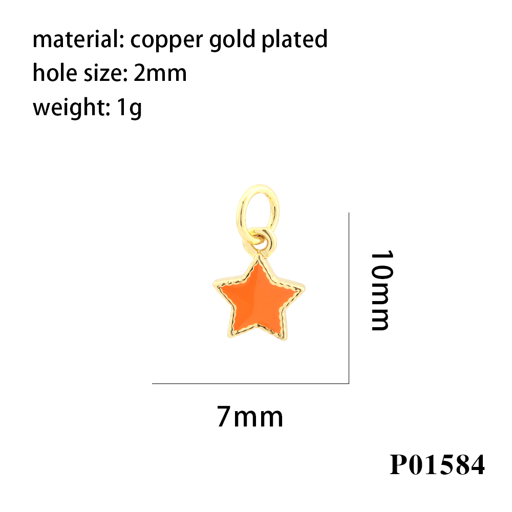 Simple Style Pentagram Copper Enamel 18k Gold Plated Charms display picture 13