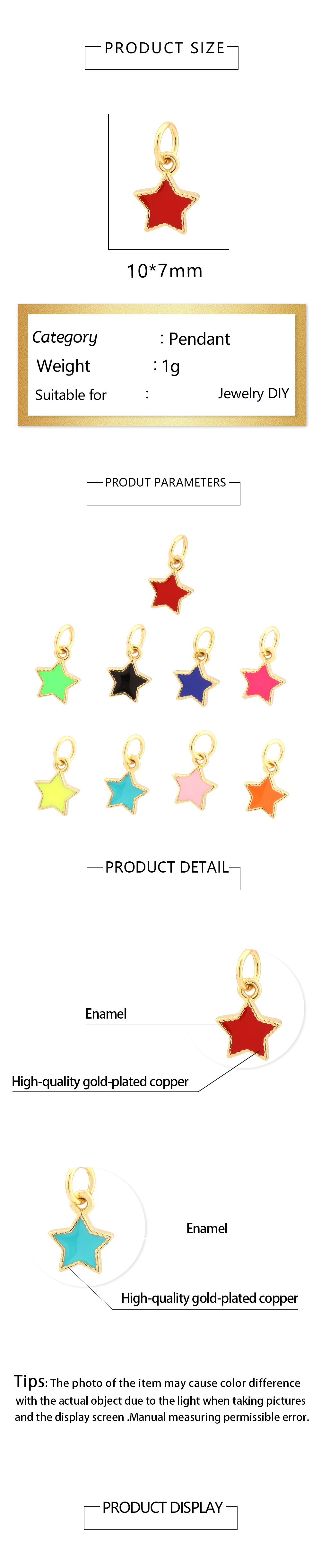 Simple Style Pentagram Copper Enamel 18k Gold Plated Charms display picture 1