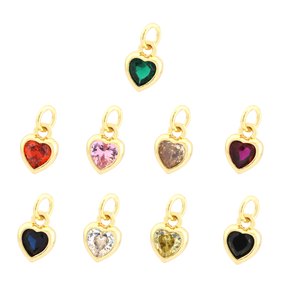 Inlaid Color Zircon Love Heart-shaped Necklace Bracelet Pendant Diy Decorative Pendant Handmade Materials Semi-finished Products Wholesale display picture 12