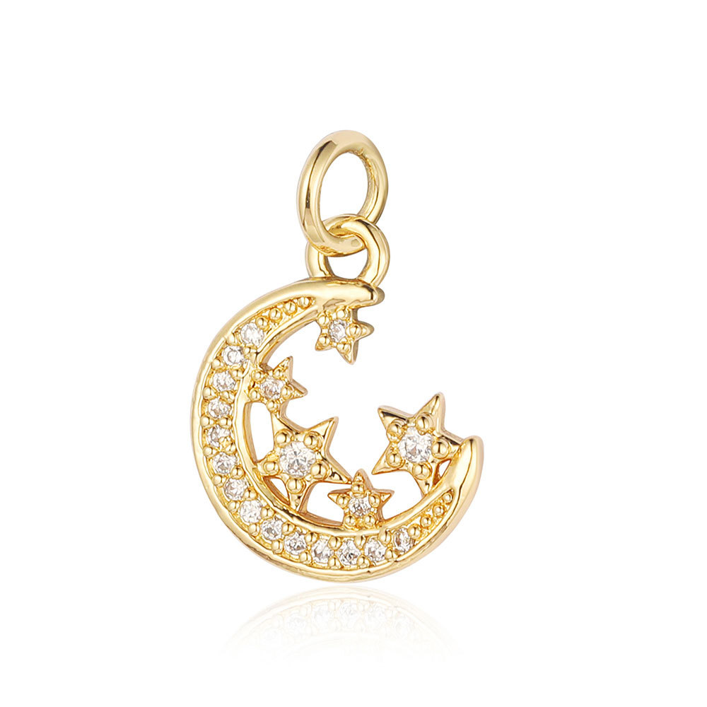 Simple Style Cross Moon Copper Plating Inlay Zircon 18k Gold Plated Charms Jewelry Accessories display picture 2