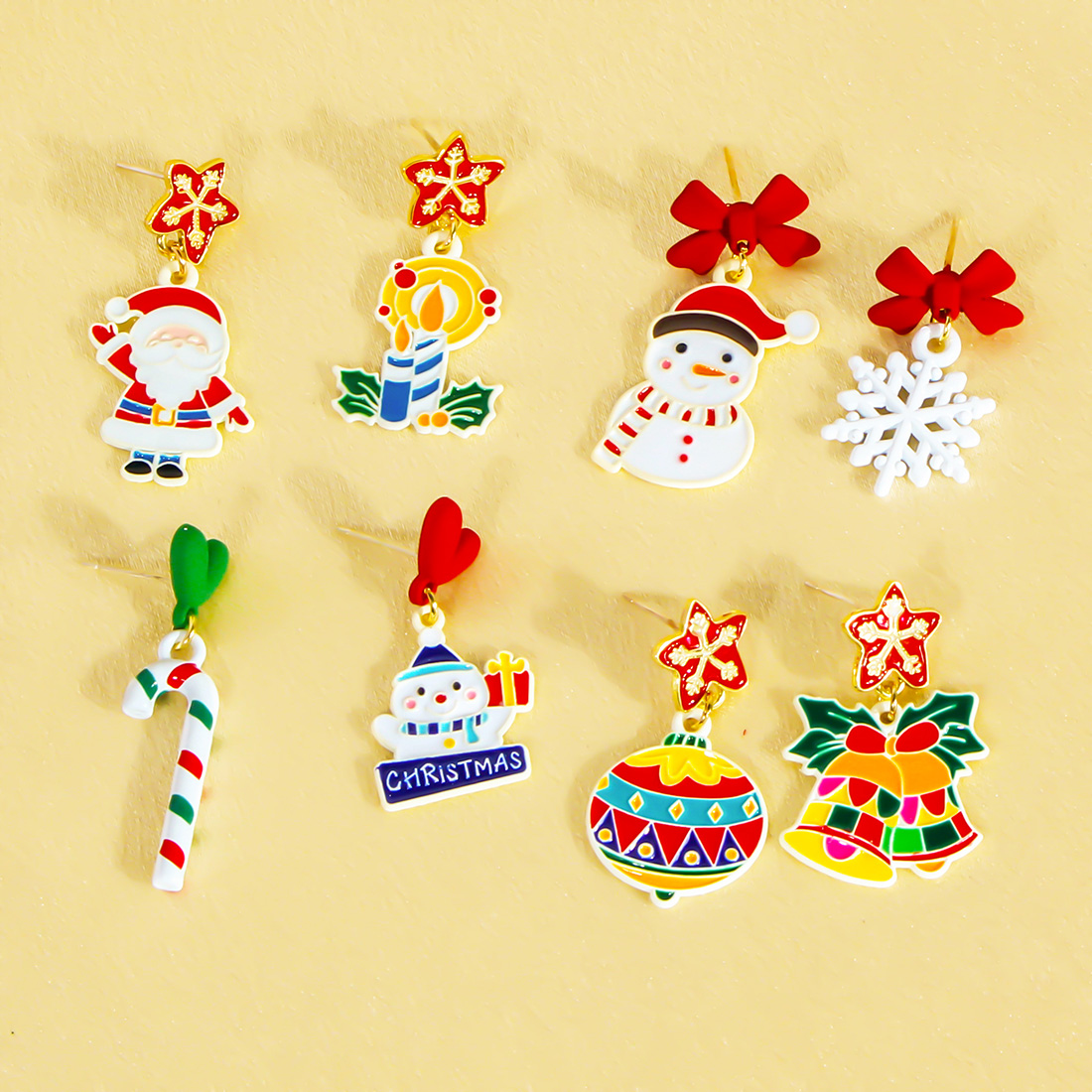 1 Pair Princess Cute Sweet Santa Claus Snowman Snowflake Irregular Alloy Ear Studs display picture 5