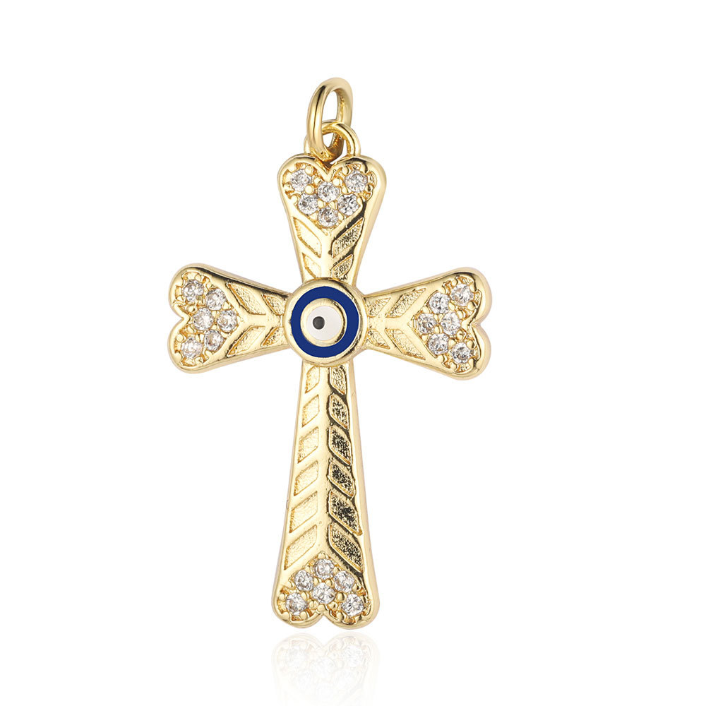 Simple Style Cross Moon Copper Plating Inlay Zircon 18k Gold Plated Charms Jewelry Accessories display picture 5