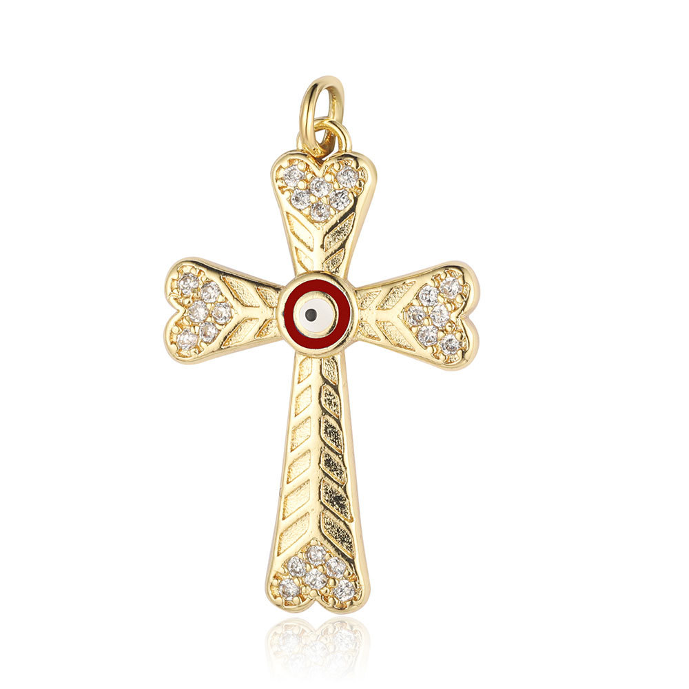 Simple Style Cross Moon Copper Plating Inlay Zircon 18k Gold Plated Charms Jewelry Accessories display picture 6