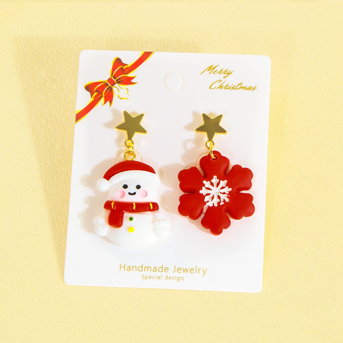 1 Pair Princess Sweet Santa Claus Little Bear Snowman Irregular Plastic Drop Earrings display picture 12