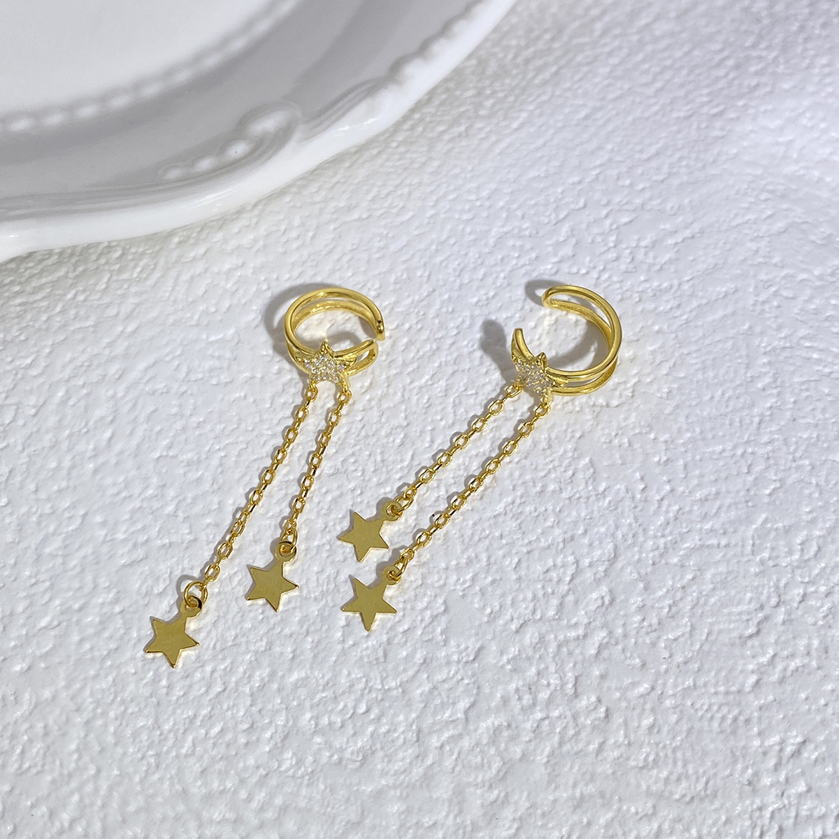 1 Pair Elegant Simple Style Star Inlay Sterling Silver Zircon Drop Earrings display picture 3