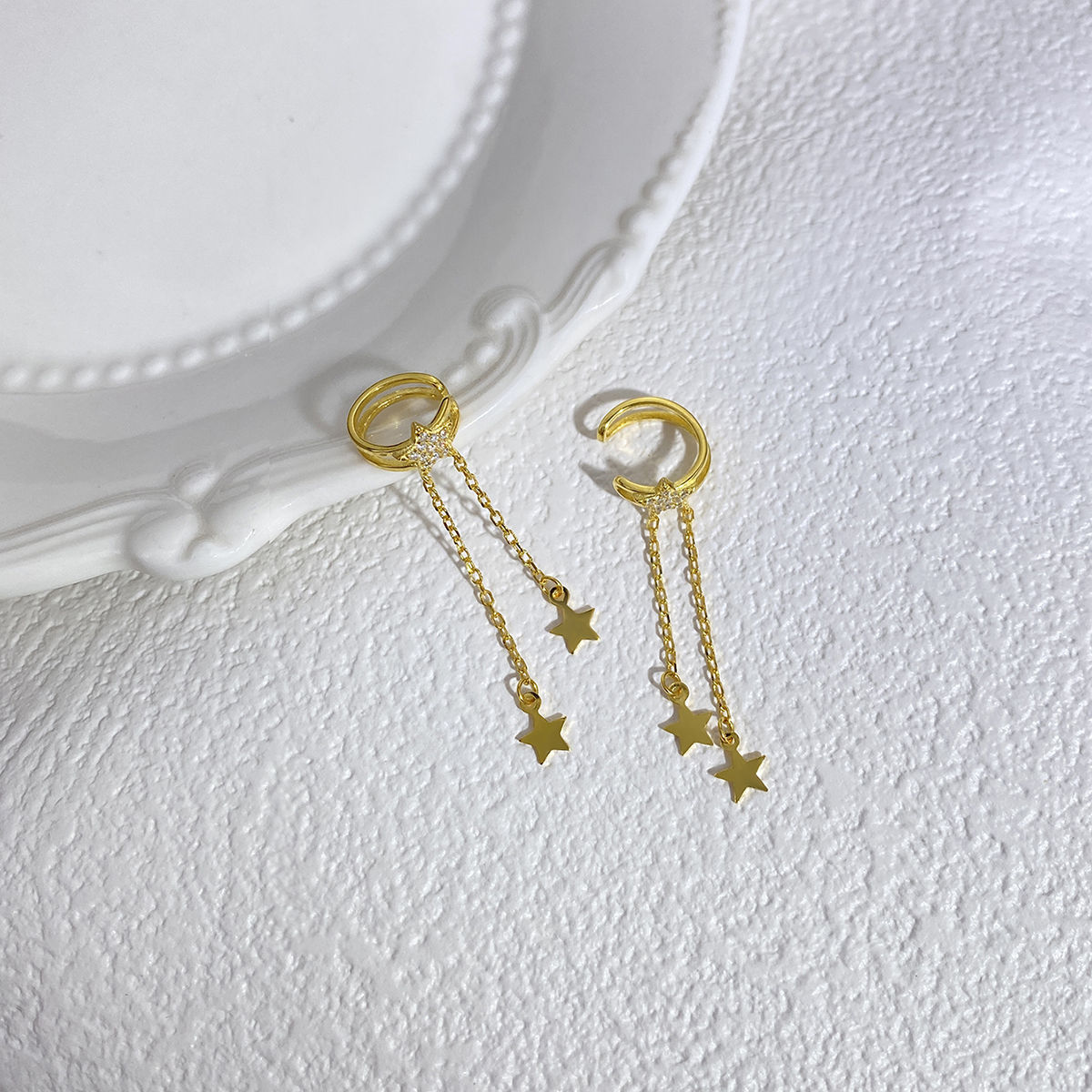 1 Pair Elegant Simple Style Star Inlay Sterling Silver Zircon Drop Earrings display picture 2