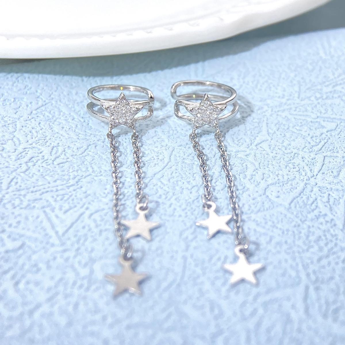 1 Pair Elegant Simple Style Star Inlay Sterling Silver Zircon Drop Earrings display picture 4