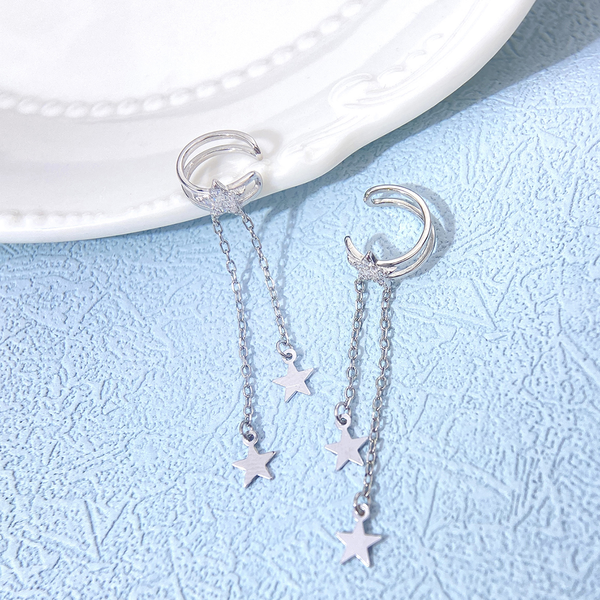 1 Pair Elegant Simple Style Star Inlay Sterling Silver Zircon Drop Earrings display picture 8