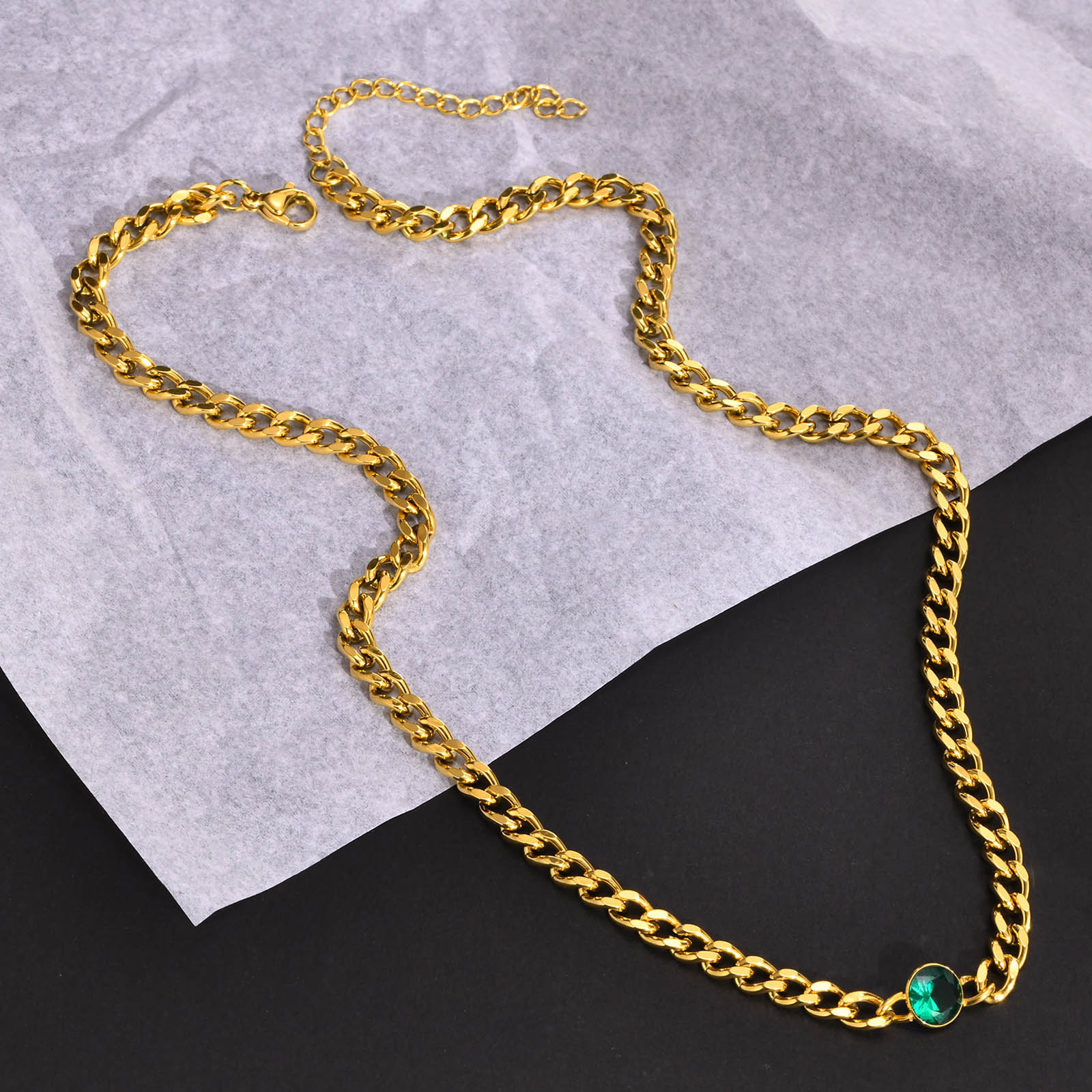304 Stainless Steel 18K Gold Plated IG Style Streetwear Layered Plating Inlay Lock Zircon Pendant Necklace display picture 7