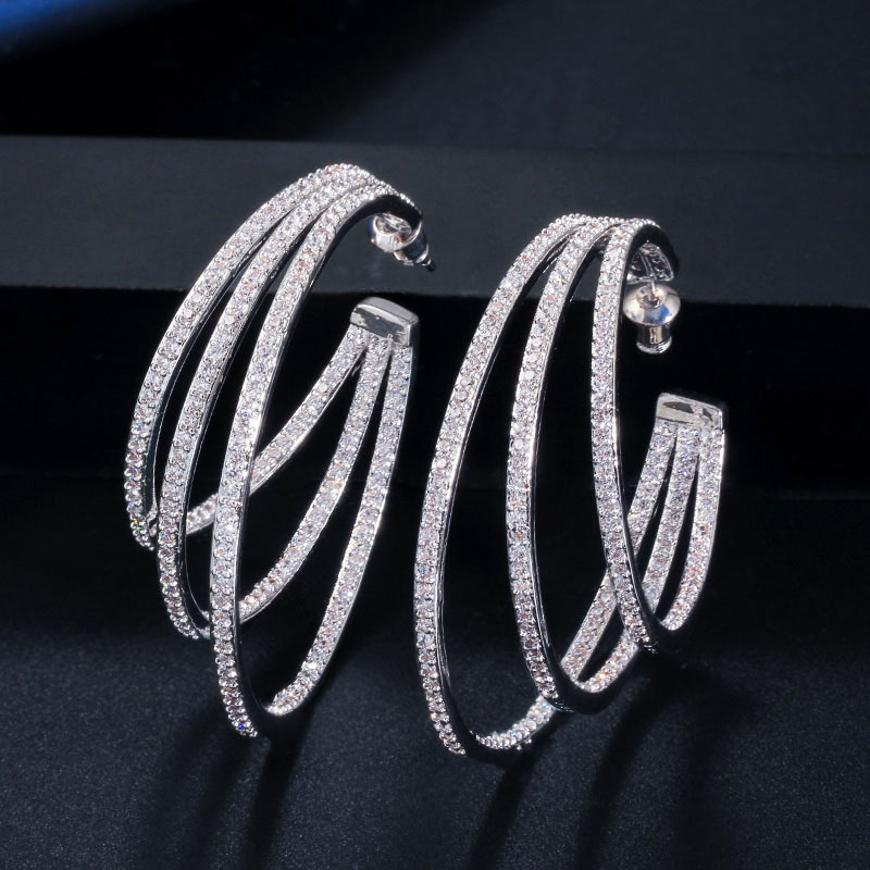 1 Pair Casual Simple Style Solid Color Plating Inlay Copper Zircon 14k Gold Plated Rhodium Plated Earrings display picture 5