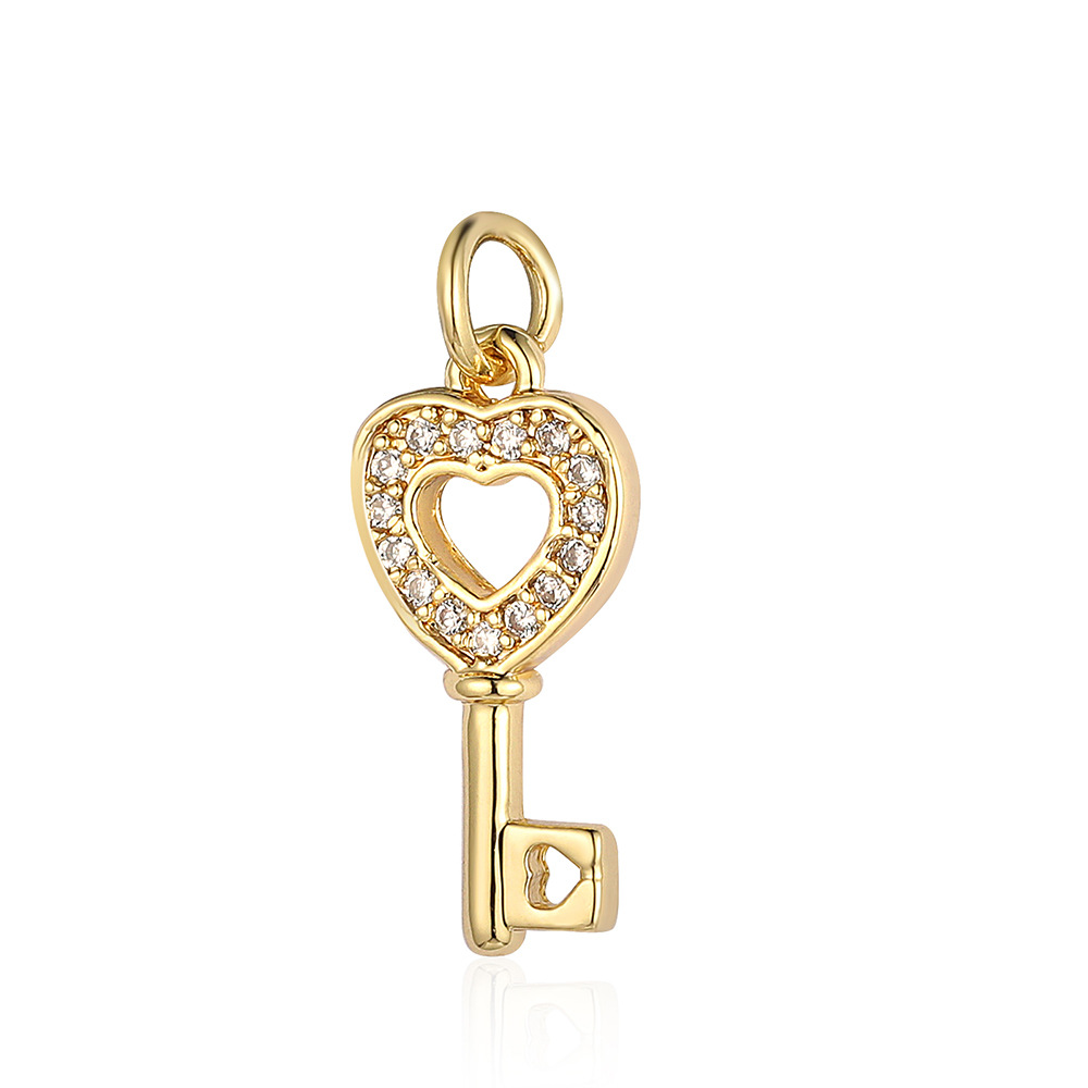 Simple Style Key Copper Plating Inlay Zircon 18k Gold Plated Jewelry Accessories display picture 4