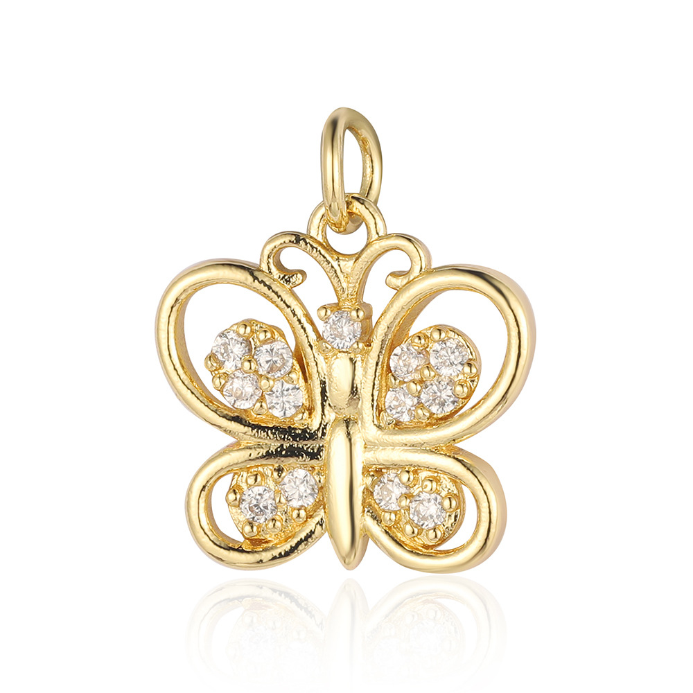 Simple Style Dolphin Butterfly Copper Plating Inlay Zircon 18k Gold Plated Charms Jewelry Accessories display picture 2