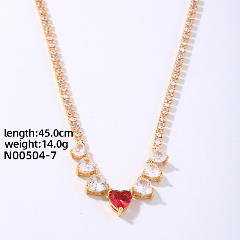Copper Elegant Lady Simple Style Plating Inlay Geometric Heart Shape Zircon Pendant Necklace display picture 4
