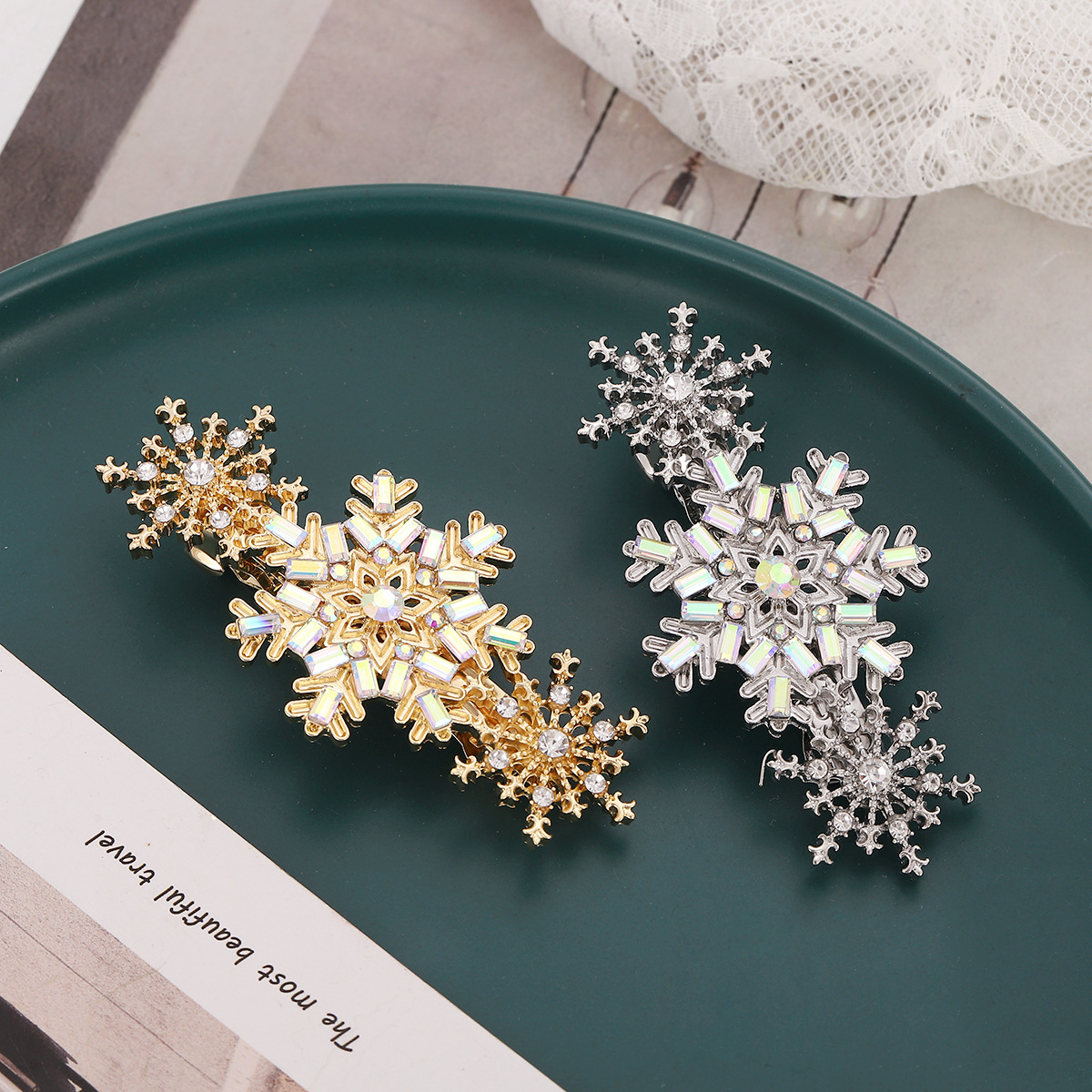 Women's Simple Style Snowflake Alloy Inlay Zircon Hair Clip display picture 2