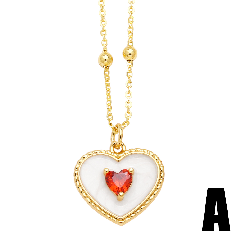 Simple Style Streetwear Heart Shape Copper Plating Inlay Zircon 18k Gold Plated Pendant Necklace display picture 4