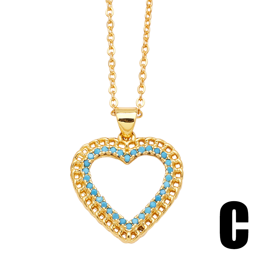 Simple Style Streetwear Heart Shape Copper Plating Inlay Zircon 18k Gold Plated Pendant Necklace display picture 7