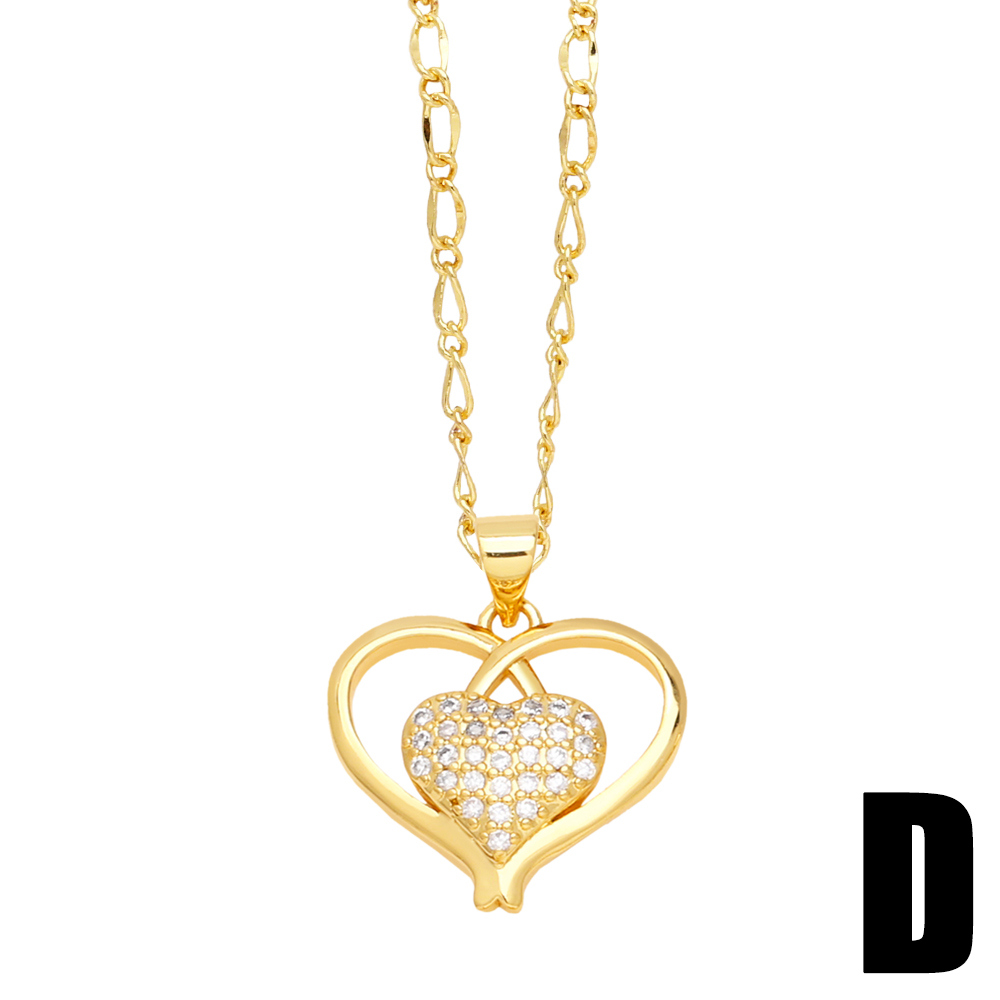 Simple Style Streetwear Heart Shape Copper Plating Inlay Zircon 18k Gold Plated Pendant Necklace display picture 8