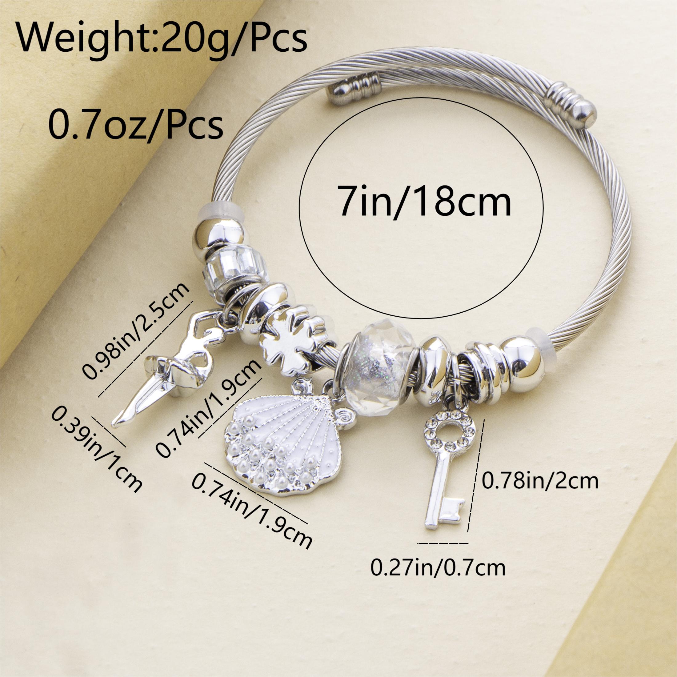 Sexy Simple Style Shell Key Stainless Steel White Gold Plated Crystal Bracelets In Bulk display picture 1