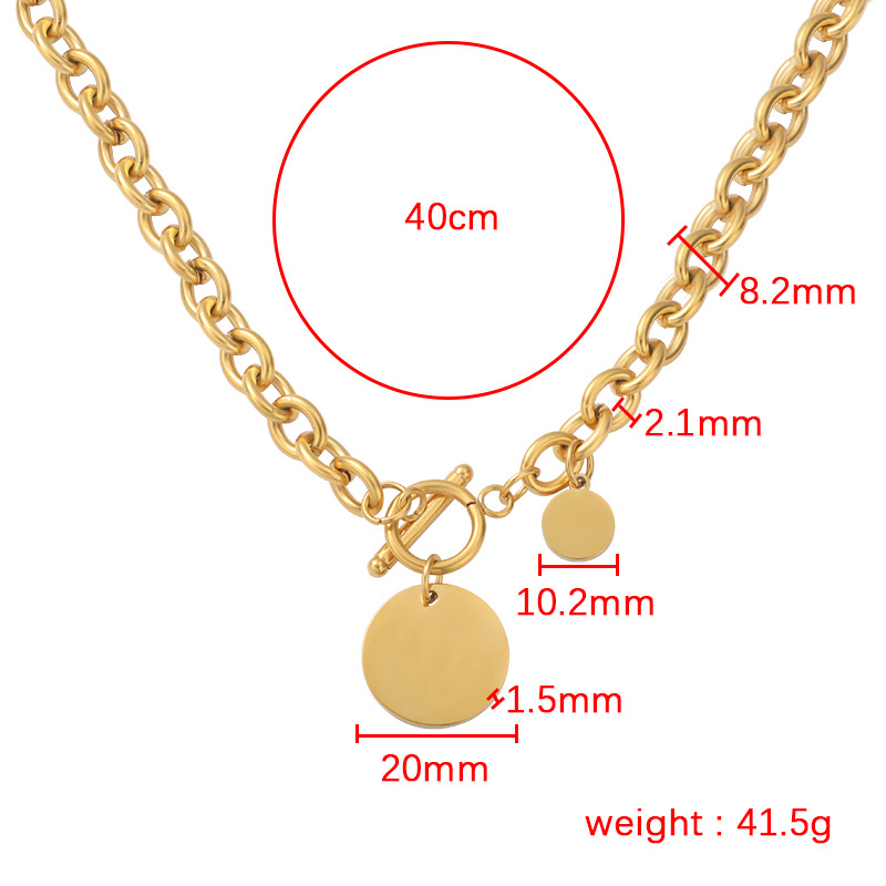 Titanium Steel 18K Gold Plated Simple Style Plating Solid Color None Pendant Necklace display picture 2