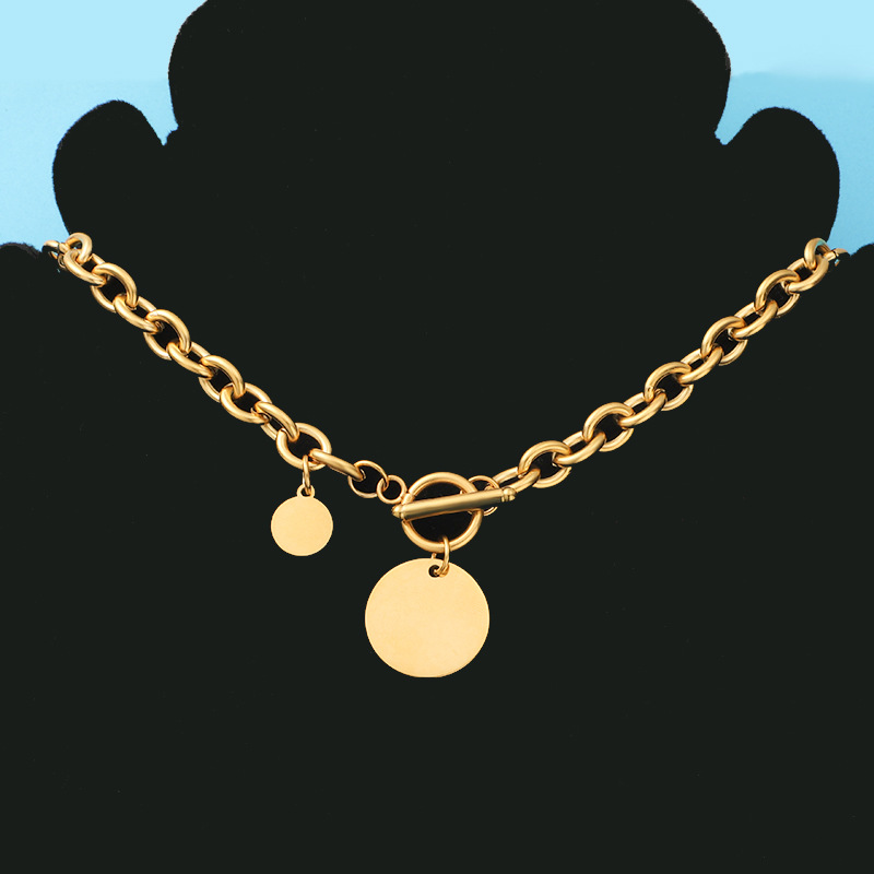 Acero Titanio Chapados en oro de 18k Estilo Simple Enchapado Color Sólido Ninguno Collar Colgante display picture 3