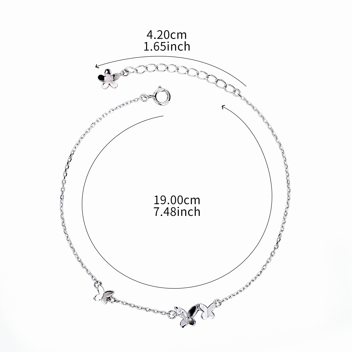Elegant Lady Solid Color Butterfly Sterling Silver Plating Inlay Zircon Silver Plated Bracelets display picture 1