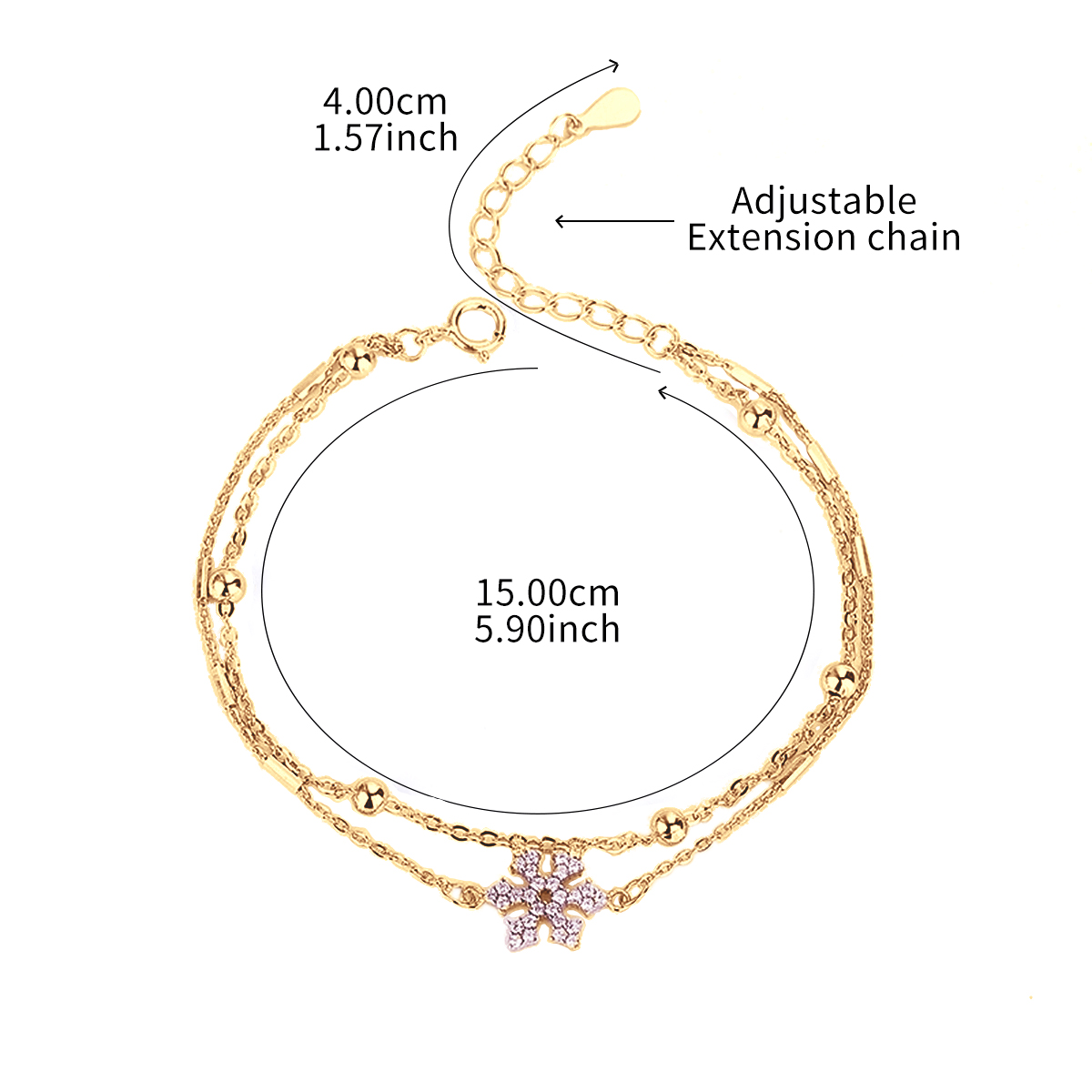 Casual Simple Style Classic Style Solid Color Snowflake Sterling Silver Plating Inlay Zircon Silver Plated Bracelets display picture 10