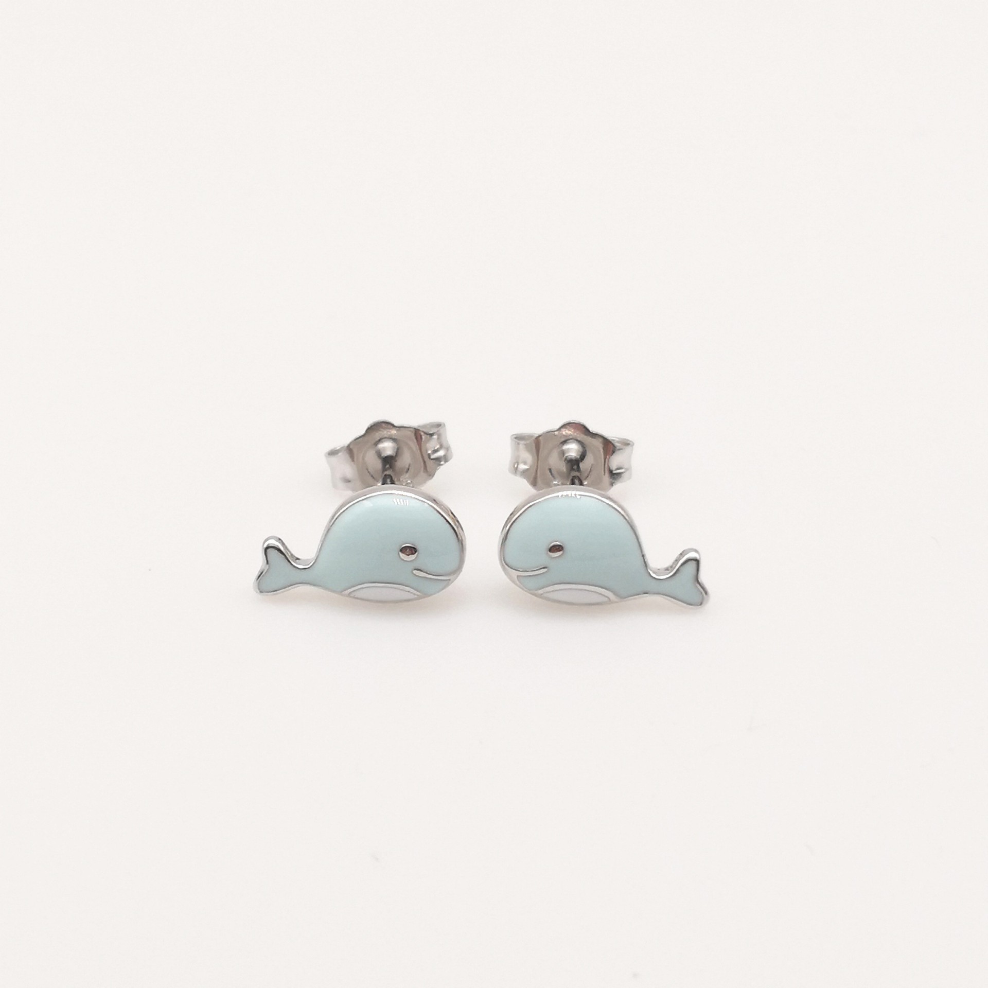 1 Pair Cute Dolphin Rudder Enamel Sterling Silver Ear Studs display picture 6