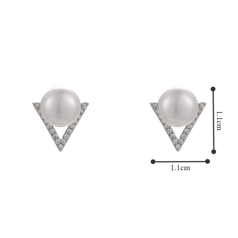 1 Pair Simple Style Solid Color Plating Inlay Alloy Zircon White Gold Plated Ear Studs display picture 2
