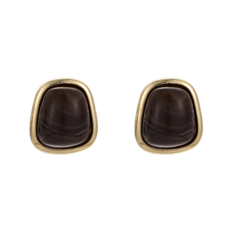 1 Pair Vintage Style Color Block Plating Alloy Resin White Gold Plated Ear Studs display picture 1