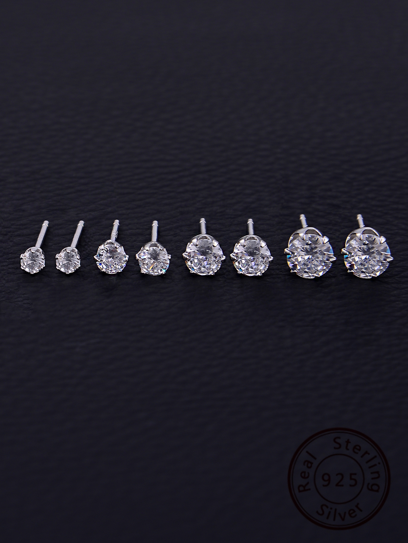 1 Pair Simple Style Classic Style Solid Color Plating Inlay Sterling Silver Zircon White Gold Plated Rhodium Plated Ear Studs display picture 2