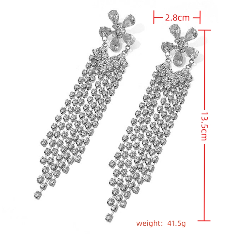 1 Pair Exaggerated Luxurious Commute Solid Color Plating Inlay Alloy Rhinestones Silver Plated Drop Earrings display picture 13