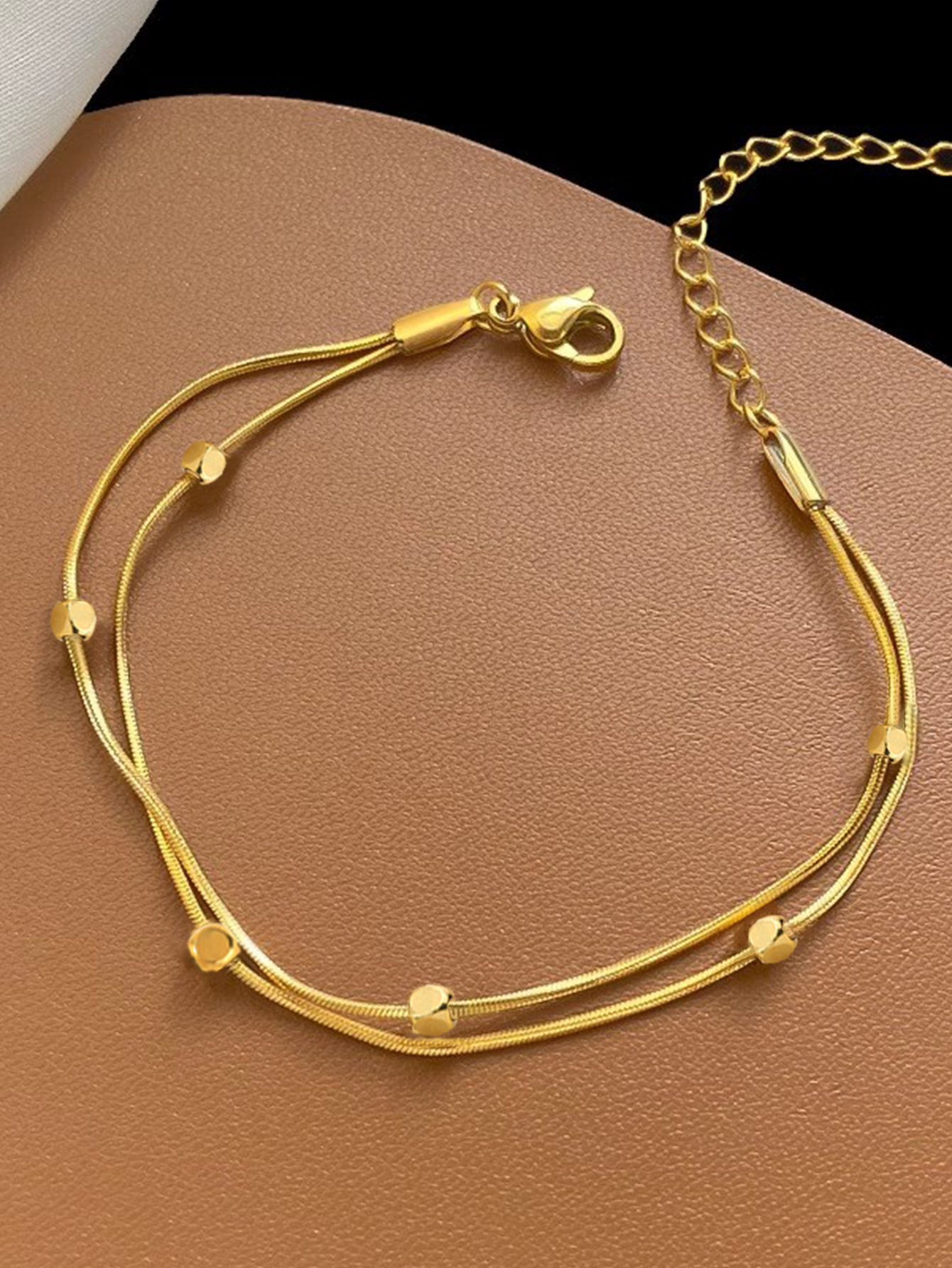 Glam Solid Color Solid Color Stainless Steel 18K Gold Plated Bracelets In Bulk display picture 1
