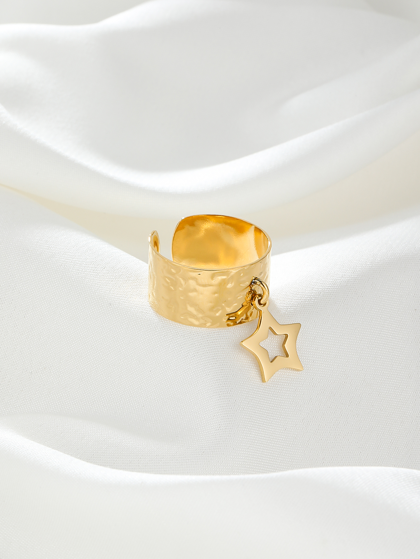 304 Stainless Steel 14K Gold Plated Simple Style Plating Star Charm Rings display picture 2