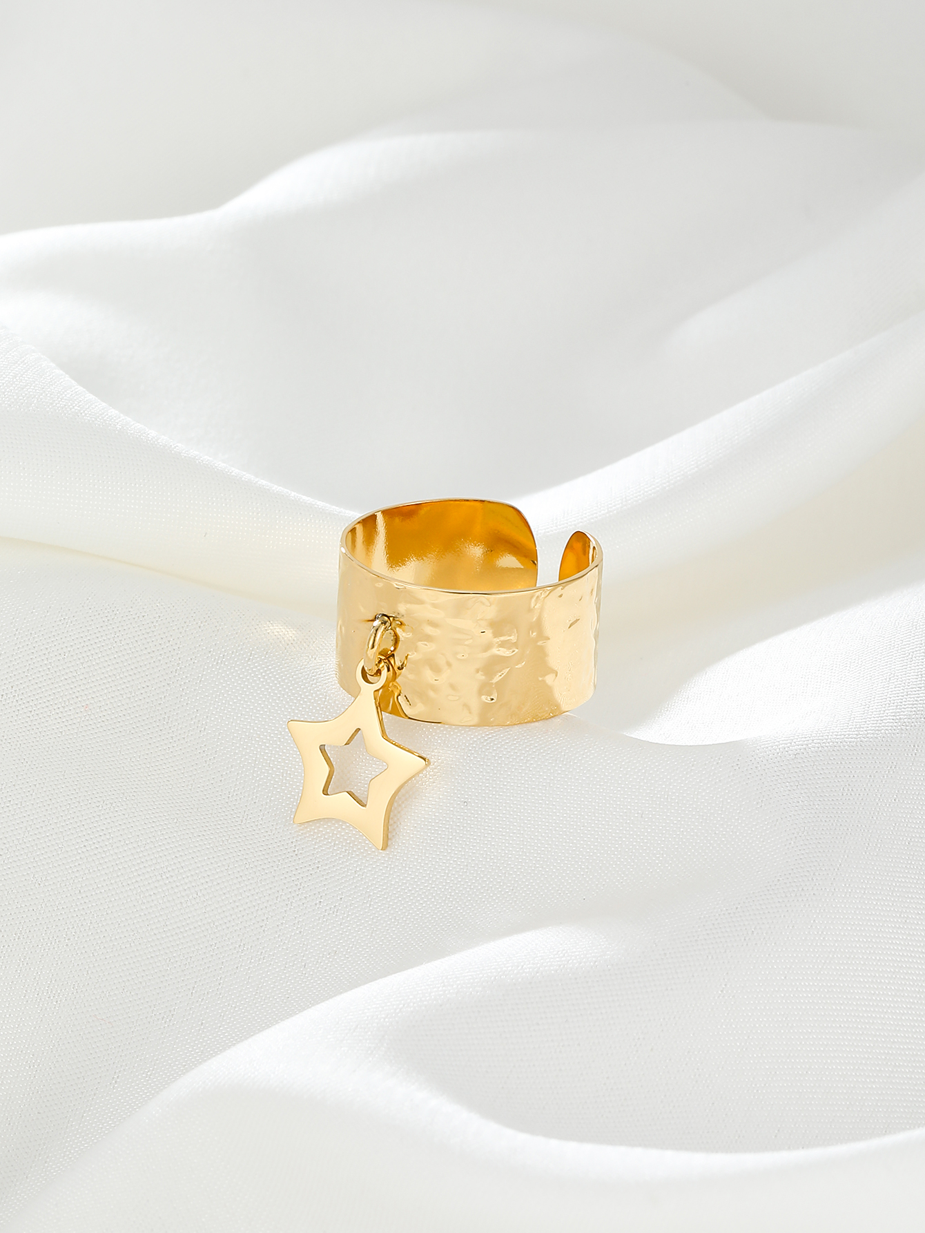 304 Stainless Steel 14K Gold Plated Simple Style Plating Star Charm Rings display picture 4
