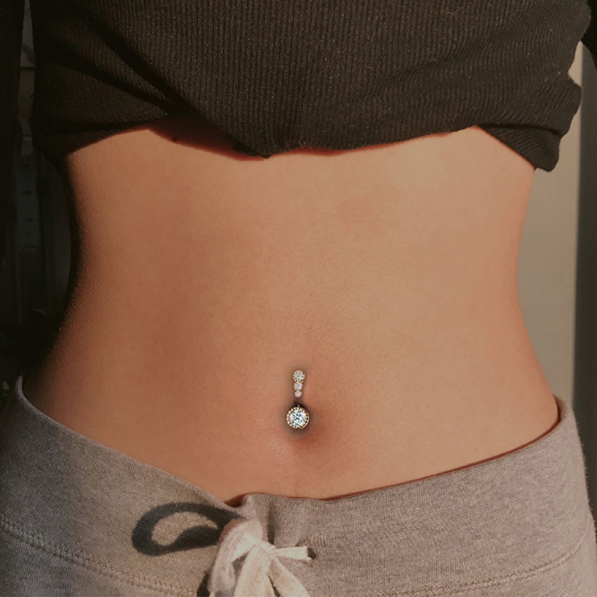 Casual Solid Color Sterling Silver Silver Plated Zircon Belly Ring In Bulk display picture 2