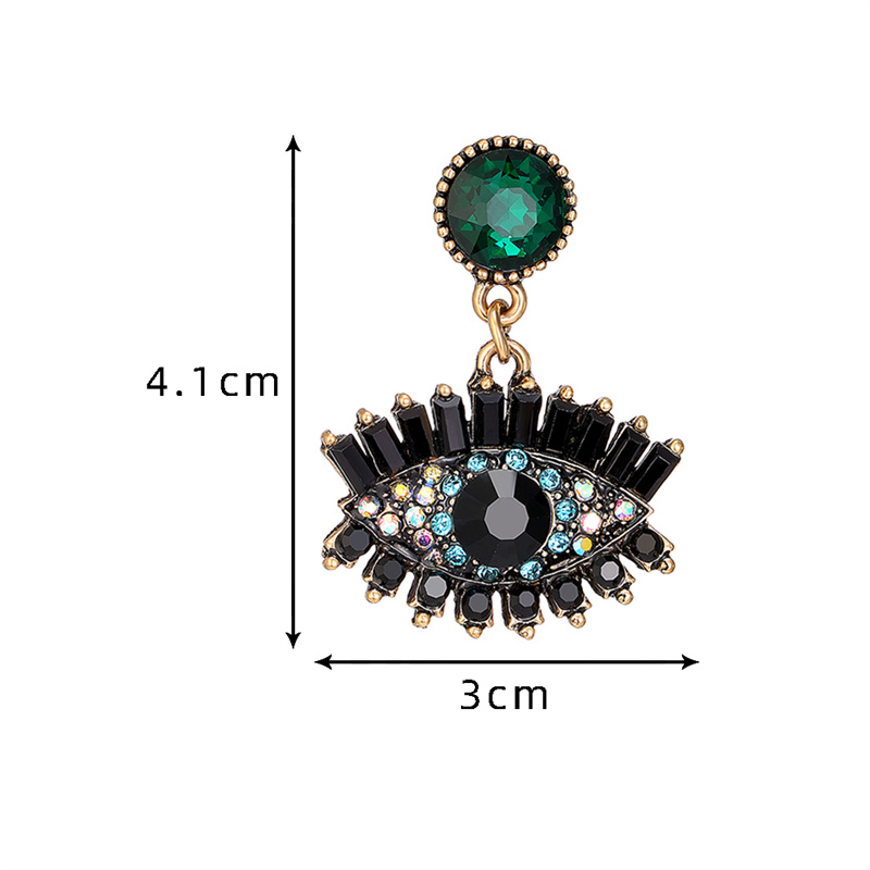 1 Paire Classique Style Vintage Exagéré L'oeil Du Diable Placage Incruster Alliage Perle Zircon Boucles D'oreilles display picture 2