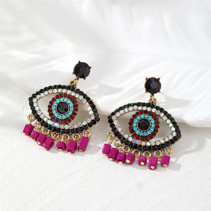 1 Pair Classical Vintage Style Exaggerated Devil's Eye Plating Inlay Alloy Pearl Zircon Drop Earrings display picture 6