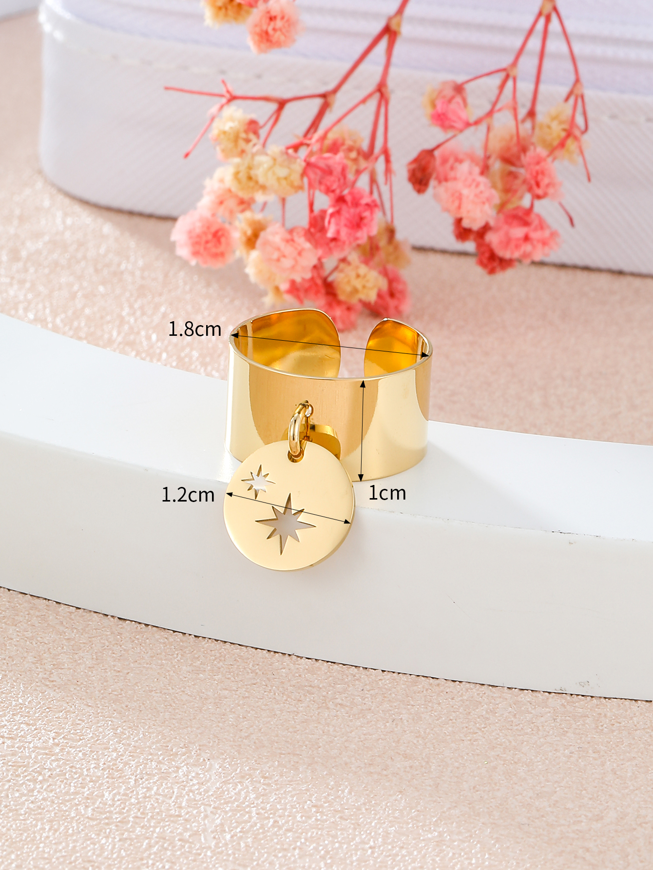 304 Stainless Steel 14K Gold Plated Simple Style Classic Style Plating Star Charm Rings display picture 4