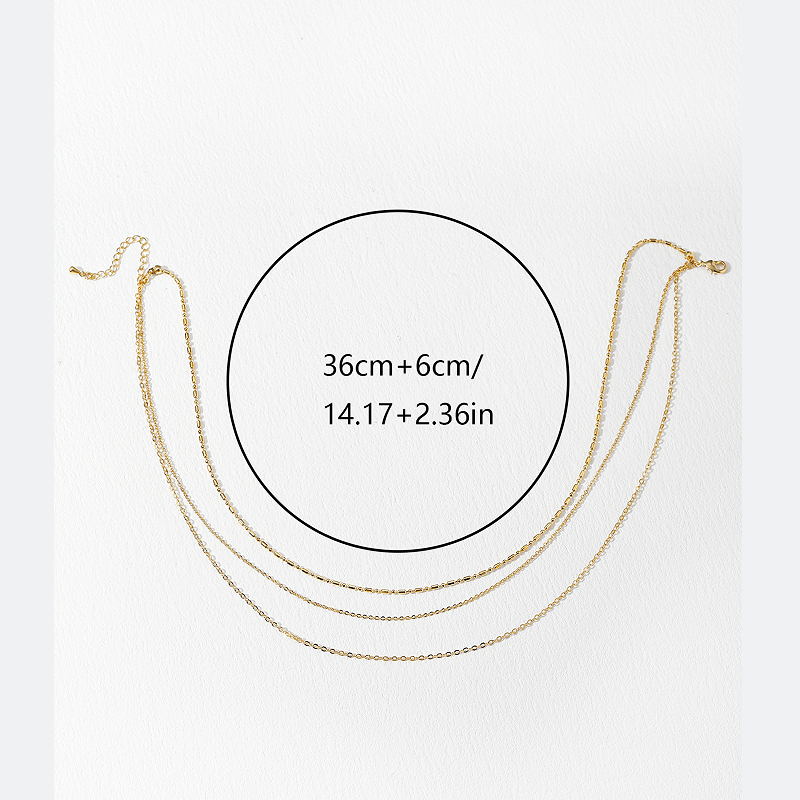 French Style Simple Style Solid Color Copper Plating Chain 18k Gold Plated Unisex Three Layer Necklace display picture 10
