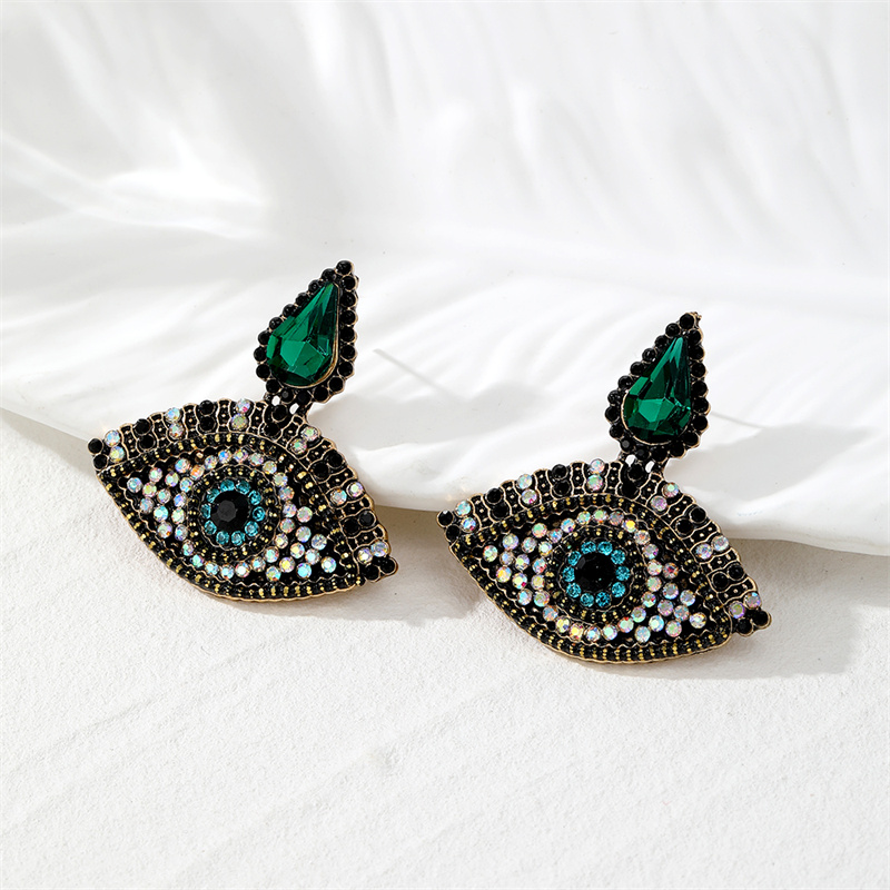 1 Pair Classical Vintage Style Exaggerated Devil's Eye Plating Inlay Alloy Pearl Zircon Drop Earrings display picture 8